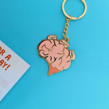 Too Many Tabs Brain Enamel Keyring, 3 of 5