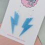 Light Blue Glitter Lightning Bolt Earrings Small And Large, thumbnail 2 of 10