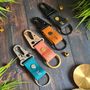 Personalised Initials Leather Carabiner Clasp Keyring, thumbnail 5 of 7