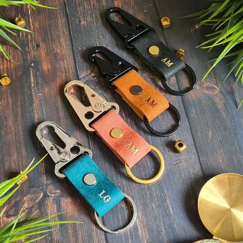 Personalised Initials Leather Carabiner Clasp Keyring, 5 of 7