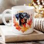 Personalised Dog Mug Doberman In An Autumn Wreath B, thumbnail 1 of 2