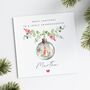 Personalised Peter Rabbit Granddaughter Christmas Bauble Card *Red Jacket, thumbnail 1 of 2