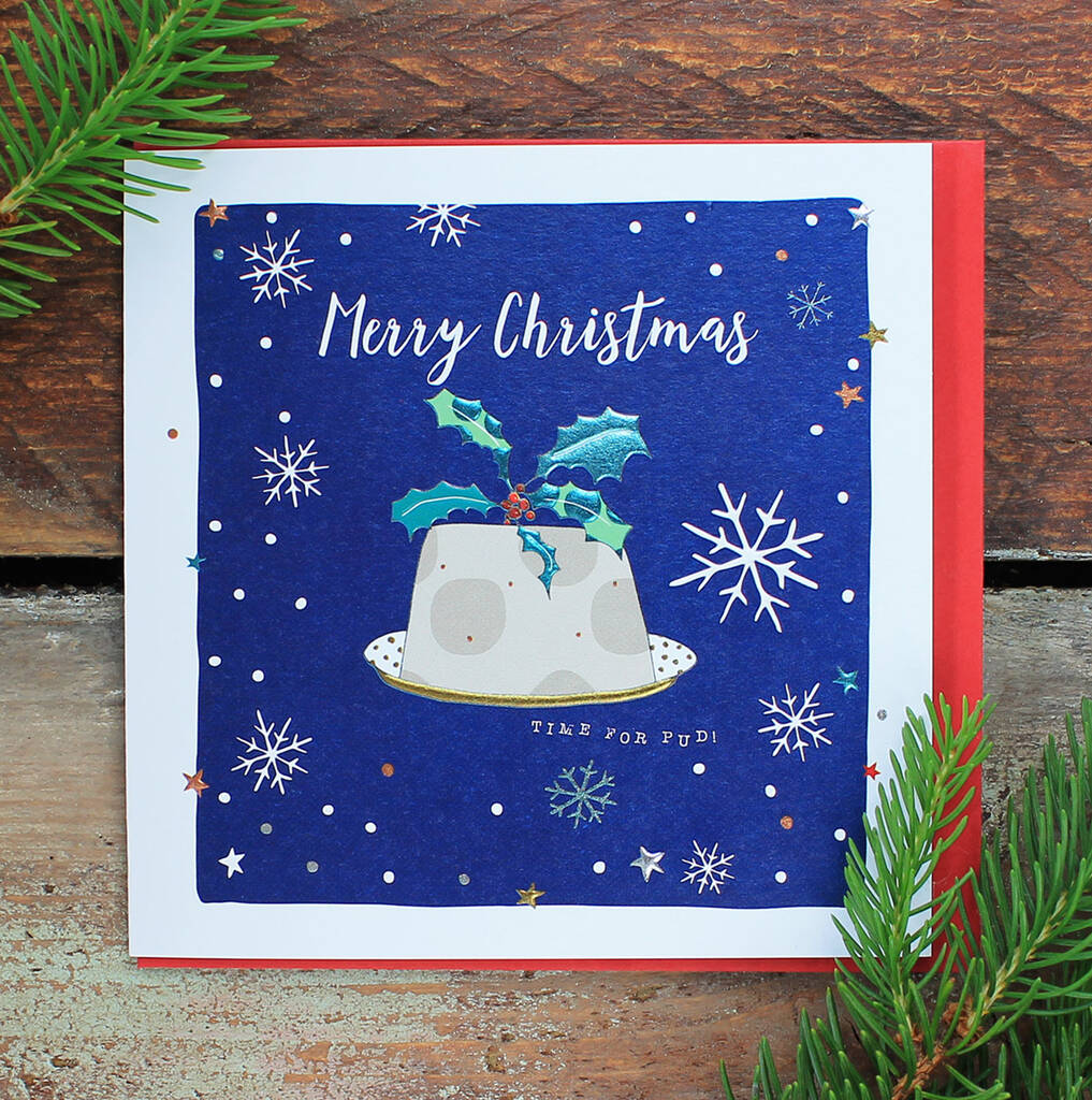 Merry Christmas Card Pudding Design By Molly Mae®
