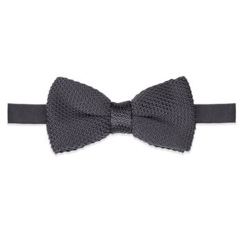 Men's Knitted Bow Tie In Dark Grey | Perfect Wedding Neck Tie For Groomsmen, 4 of 4