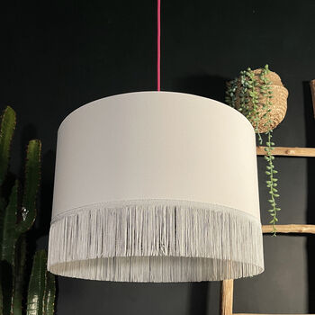 White Leopard Walk Silhouette Lampshades With Fringing, 5 of 12