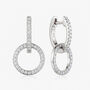 Women's Sterling Silver Small Hoop Earrings With Cubic Zirconia Charm, thumbnail 2 of 3
