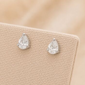 Sterling Silver Pear Moissanite Stud Earrings, 4 of 4