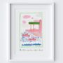 Wells Next The Sea, Norfolk Scene Art Print Patterned Landscapes: Heritage Pink Edition, thumbnail 2 of 2