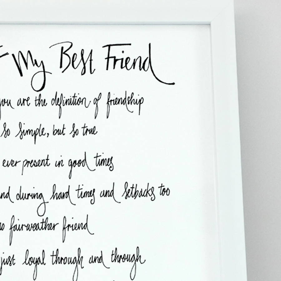 best friend poem gift by de fraine design london | notonthehighstreet.com