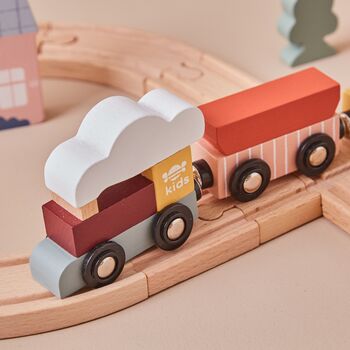 Children's Wooden Toy Train Play Set, 5 of 6