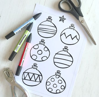 Christmas Bauble Gift Wrap Set To Colour In, 5 of 5