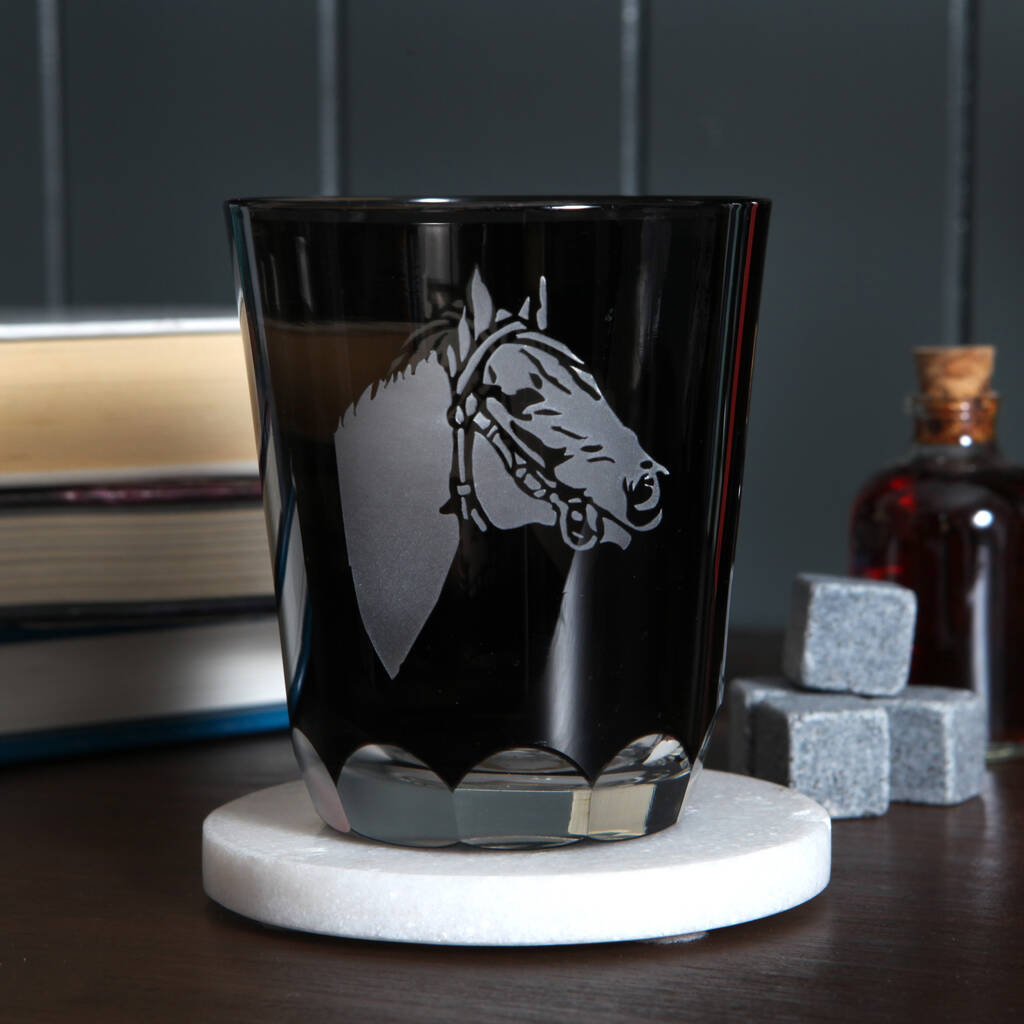 Glass Horse Print Glass, Gift By red berry apple