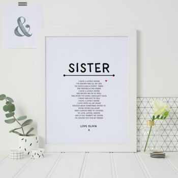 Personalised Big Or Little Sister Print Gift, 4 of 6