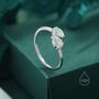 Sterling Silver Toi Et Moi Pear Cut Moissanite Open Ring, thumbnail 2 of 12