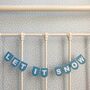 Ice Blue Christmas Bunting W/ Snow White Glitter Words, thumbnail 1 of 4
