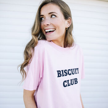 Biscuit Club Women’s Slogan T Shirt In Pastel Pink, 2 of 3