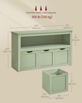 Toy Storage Unit Kids Bookcase With Drawers Wheels, 2 of 6