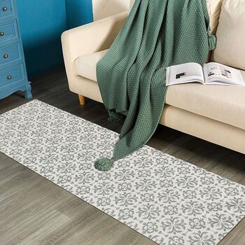 Grey Green Printed Extra Long Cotton Runner, 5 of 7