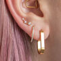 14 Carat Gold Curved Elegance Labret Helix Earring, thumbnail 2 of 4