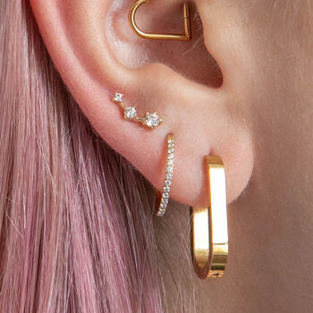 14 Carat Gold Curved Elegance Labret Helix Earring, 2 of 4