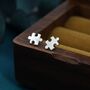 Sterling Silver Small Jigsaw Stud Earrings, thumbnail 1 of 12