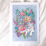 'Easy There Tiger' Illustrated Typography Print, thumbnail 3 of 3