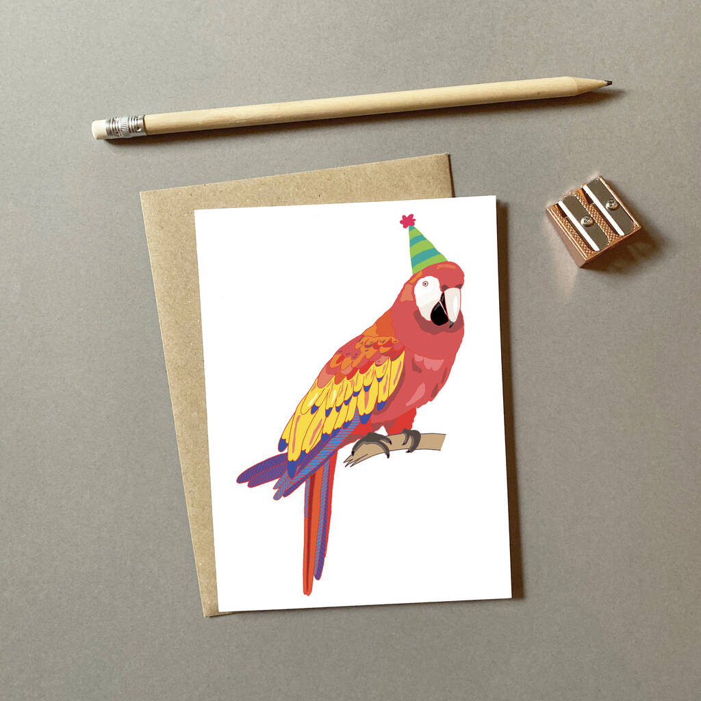 Parrot In A Party Hat Greeting Card By you've got pen on your face