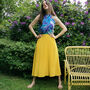 Annie Linen Blend Midi Skirt In Sunshine Yellow, thumbnail 3 of 5