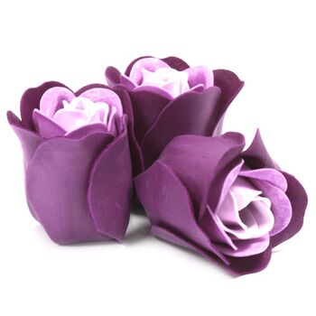 Set Of Three Soap Flower Heart Box Lavender Roses, 4 of 4