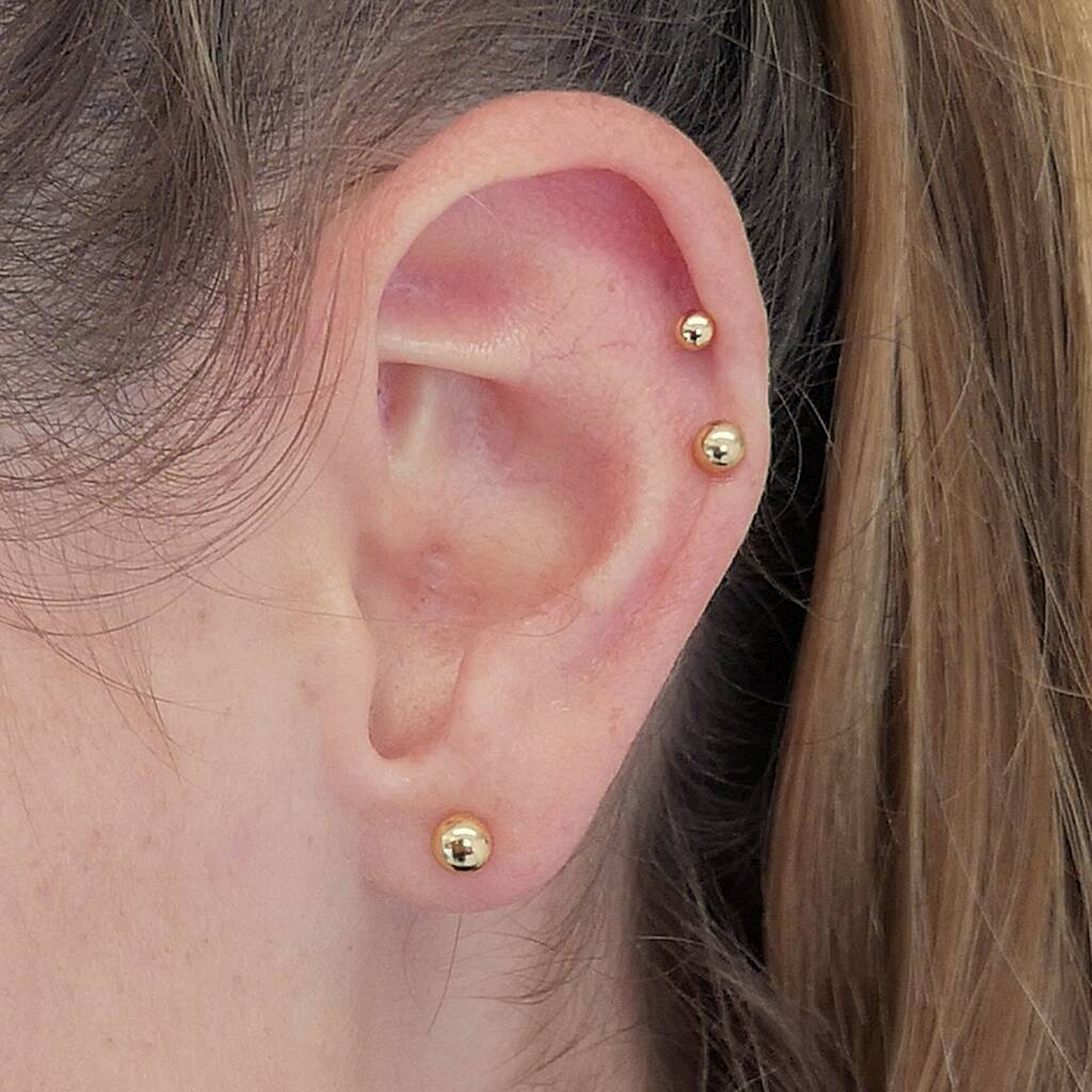 Sterling Silver Set Of Three Single Ball Stud Earrings By Scream Pretty