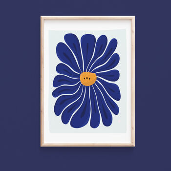 A3 Sad/ Happy Blue Flower Pink Print, 3 of 5