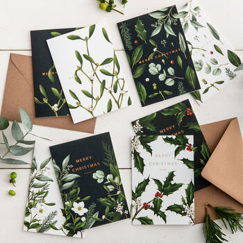 Box Of Eight Botanical Christmas Cards Greenery, 2 of 2
