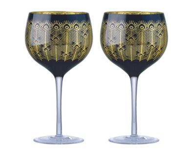 Electroplated Midnight Peacock Martini Glass, 7 of 8