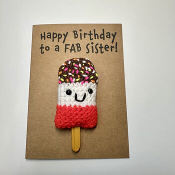 Personalised Fab Lolly Crochet Birthday Card Handmade, 5 of 10