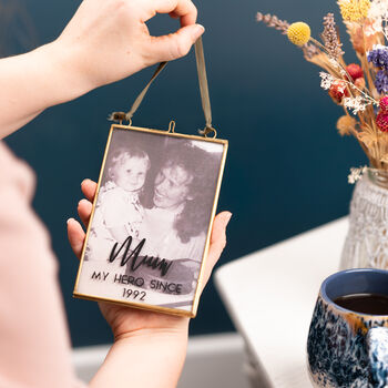 Personalised 'Mum My Hero' Brass Frame, 2 of 3