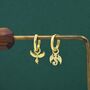 Mismatched Phoenix And Dragon Charm Huggie Hoop Earrings In Sterling Silver, thumbnail 6 of 12