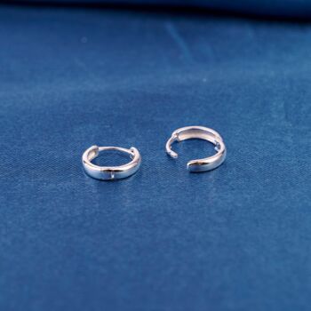 Silver Thick Huggie Hoop Earrings, 6 of 7