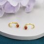 Genuine Garnet Huggie Hoop Earrings, thumbnail 5 of 10