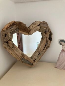 Driftwood Heart Wall Mirror – 30cm Nautical Style, 7 of 8