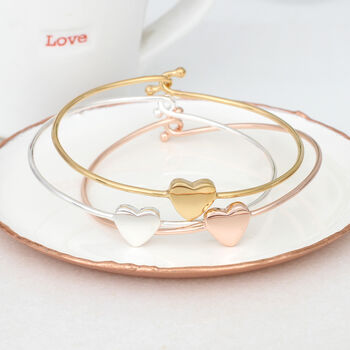 18ct Gold Plated Or Silver Personalised Heart Bangle, 2 of 6