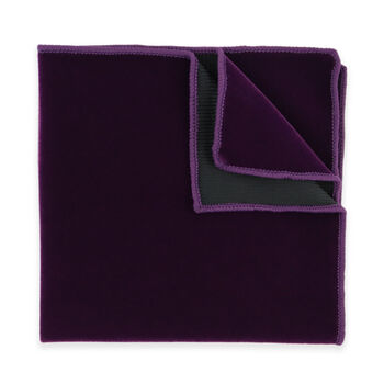 Mens Purple Oversized Velvet Bow Tie And Pocket Square, 3 of 3