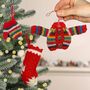 Fair Trade Knitted Striped Hanging Decorations, thumbnail 1 of 10