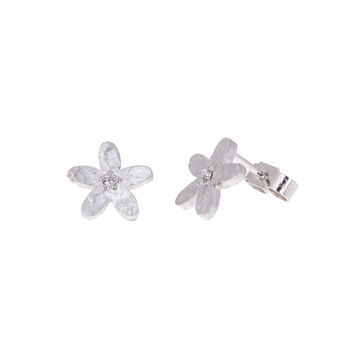 Silver And Diamond Flower Earrings, 5 of 5