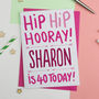 Hip Hip Hooray Birthday Card In Blue Or Pink, thumbnail 2 of 3