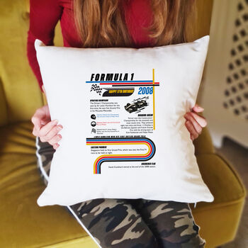 Personalised F1 Season Cushion Birthday Gift For Formula One Fan, 6 of 7