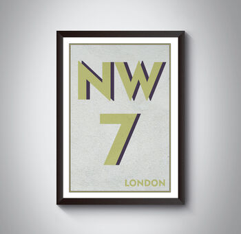 Nw7 Barnet London Typography Postcode Print, 8 of 10