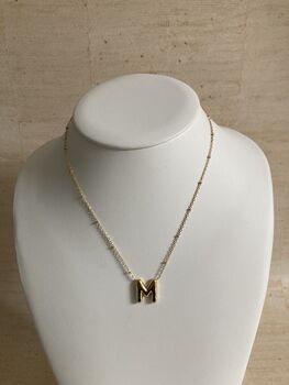 18k Gold Plated M Initial Pendant Necklace, 2 of 3