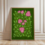 Botanical Patterned Art Print Green, thumbnail 4 of 4