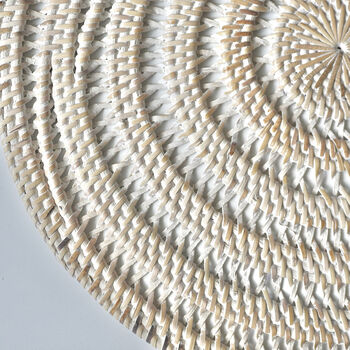 Balinese Hand Woven Spiral Placemat Charger White, 3 of 9