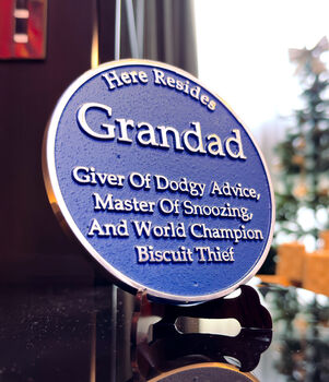 Polished Metal Heritage Gift Blue Plaque For Grandad, 3 of 4